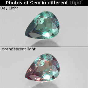 Alexandrita multicolorido natural 0,28ct, formato de pêra, VVS-VS