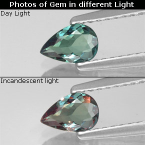 Alexandrita multicolorido natural 0,35ct, formato de pêra, VS