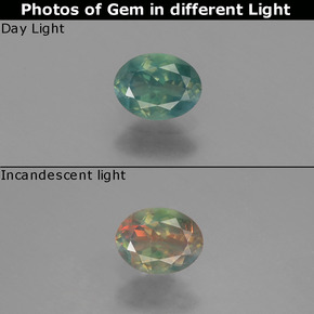 Alexandrita multicolorido natural 0,44ct, corte oval, VS