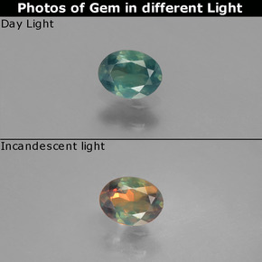 Alexandrita multicolorido natural 0,31ct, corte oval, VS