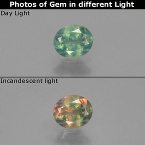 Alexandrite Verde/Vermelho Natural 0.46ct, Corte Oval, VS