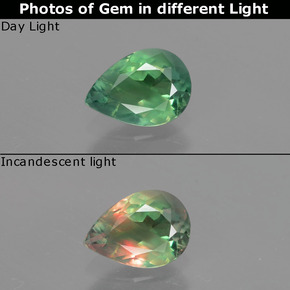 Alexandrita multicolorido natural 0,79ct, formato de pêra, VS