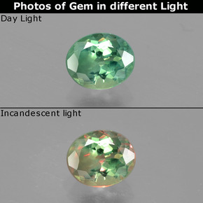 Alexandrita multicolorido natural 0,70ct, corte oval, VS