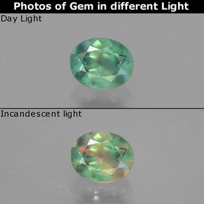 Alexandrita multicolorido natural 0,45ct, corte oval, VS