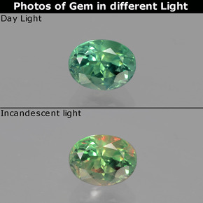 Alexandrita multicolorido natural 0,94ct, corte oval, VS