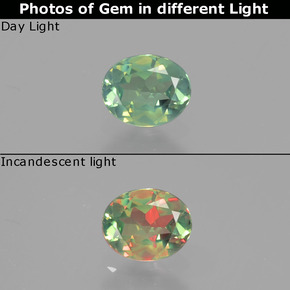 Alexandrita multicolorido natural 0,41ct, corte oval, VS