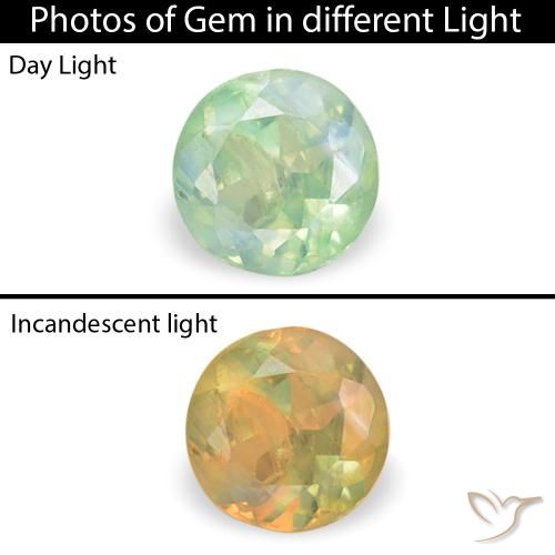 0.11ct Natural Luz verde Alexandrite, Redondo, VS-SI