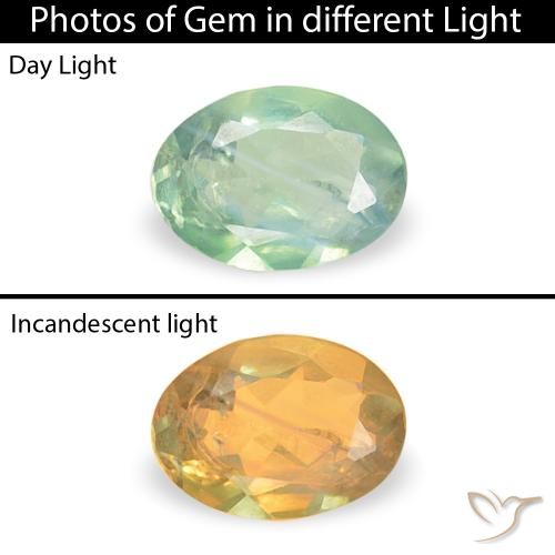 0.07ct Natural Muito claro amarelo verde Alexandrite, oval, VS-SI