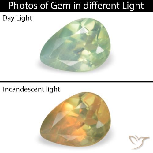 0.13ct Natural Amarelo verde Alexandrite, Formato de pêra, VS