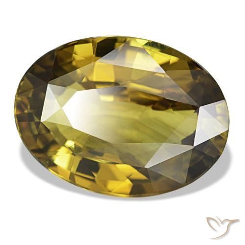 Alexandrita amarelo natural 6,83ct, corte oval, VVS