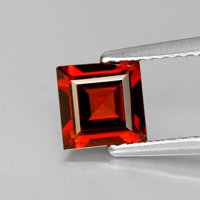 Granada almandina vermelho natural 1,10ct, quadrado, VS-SI