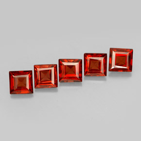 Pedras preciosas de granada almandina vermelho natural de  ct, quadrado, VVS-VS