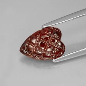 Granada Almandina Vermelho escuro Natural 2.85ct, Formato de coração, Translúcido