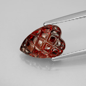 Granada almandina vermelho natural 2,94ct, formato de coração, translúcido