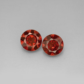 Pedras preciosas de granada almandina vermelho natural de  ct, corte redondo, VS