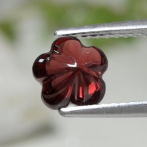 Granada almandina vermelho natural 1,73ct, corte flor, translúcido