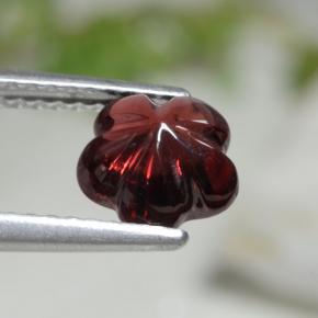 Granada almandina vermelho natural 1,73ct, corte flor, translúcido