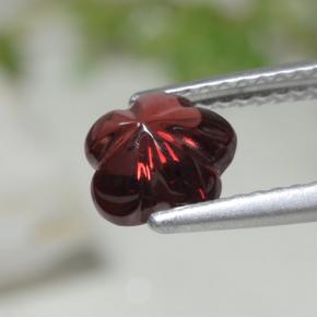 Granada almandina vermelho natural 1,73ct, corte flor, translúcido