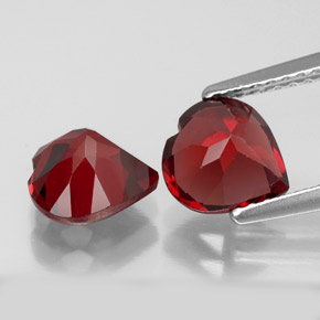 Pedras preciosas de granada almandina vermelho natural de  ct, formato de coração, VS