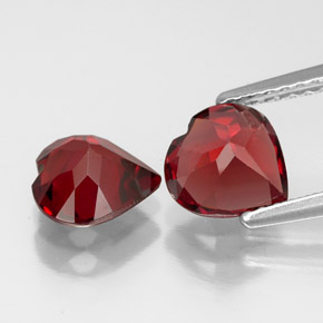 Pedras preciosas de granada almandina vermelho natural de  ct, formato de coração, VVS-VS