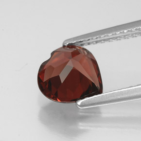 Granada almandina vermelho profundo natural 1,53ct, formato de coração, VVS