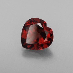 Granada almandina vermelho natural 1,50ct, formato de coração, VVS