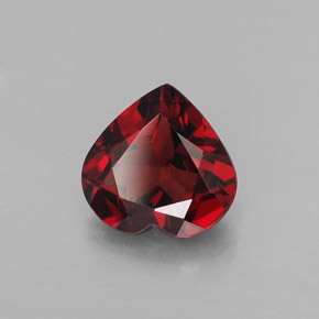 Granada almandina vermelho natural 1,32ct, formato de coração, VVS