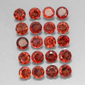Pedras preciosas de granada almandina vermelho natural de  ct, corte redondo, VVS-VS