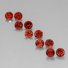 Pedras preciosas de granada almandina vermelho natural de  ct, corte redondo, VVS-VS
