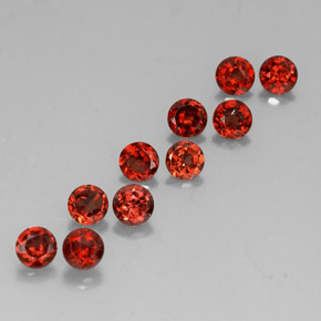 Pedras preciosas de granada almandina vermelho natural de  ct, corte redondo, VVS-VS