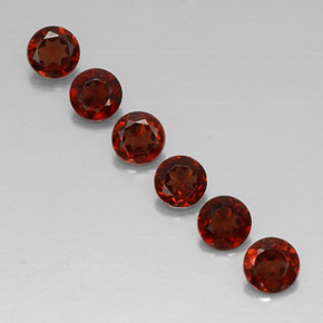 Pedras preciosas de granada almandina vermelho natural de  ct, corte redondo, VVS-VS