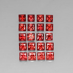 Pedras preciosas de granada almandina vermelho natural de  ct, quadrado, VVS-VS