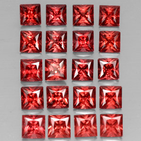 Pedras preciosas de granada almandina vermelho natural de  ct, quadrado, VVS-VS