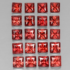 Pedras preciosas de granada almandina vermelho natural de  ct, quadrado, VVS-VS