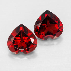 Pedras preciosas de granada almandina vermelho natural de  ct, formato de coração, VVS-VS