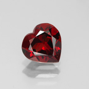 Granada almandina vermelho natural 1,44ct, formato de coração, VVS