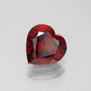 Granada almandina vermelho natural 1,44ct, formato de coração, VVS