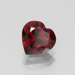 Granada almandina vermelho natural 1,59ct, formato de coração, VVS