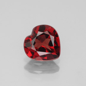 Granada almandina vermelho natural 1,24ct, formato de coração, VVS-VS