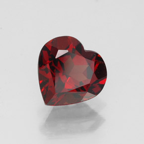 Granada almandina vermelho natural 1,33ct, formato de coração, VVS