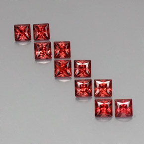 Pedras preciosas de granada almandina vermelho natural de  ct, quadrado, VVS-VS