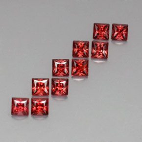 Pedras preciosas de granada almandina vermelho natural de  ct, quadrado, VVS-VS