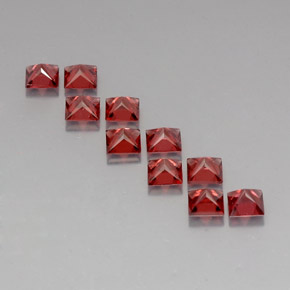 Pedras preciosas de granada almandina vermelho natural de  ct, quadrado, VVS-VS