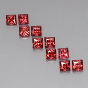 Pedras preciosas de granada almandina vermelho natural de  ct, quadrado, VVS-VS