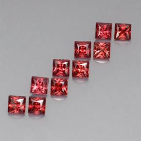 Pedras preciosas de granada almandina vermelho natural de  ct, quadrado, VVS-VS