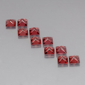 Pedras preciosas de granada almandina vermelho natural de  ct, quadrado, VVS-VS