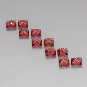 Pedras preciosas de granada almandina vermelho natural de  ct, quadrado, VVS-VS
