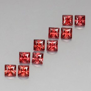 Pedras preciosas de granada almandina vermelho natural de  ct, quadrado, VVS-VS