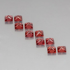 Pedras preciosas de granada almandina vermelho natural de  ct, quadrado, VVS-VS