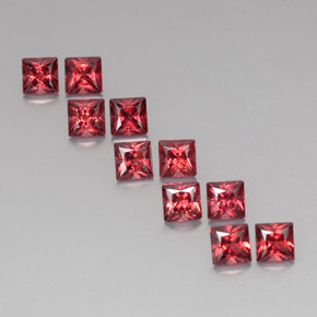 Pedras preciosas de granada almandina vermelho natural de  ct, quadrado, VVS-VS